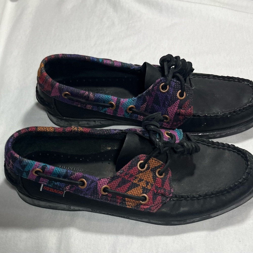 Sebago Black and Purple Moccasins